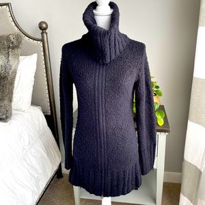 BCBG wool blend cowl neck zip up tunic cardigan